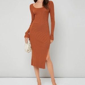 Orange Rust Midi Bodycon Dress